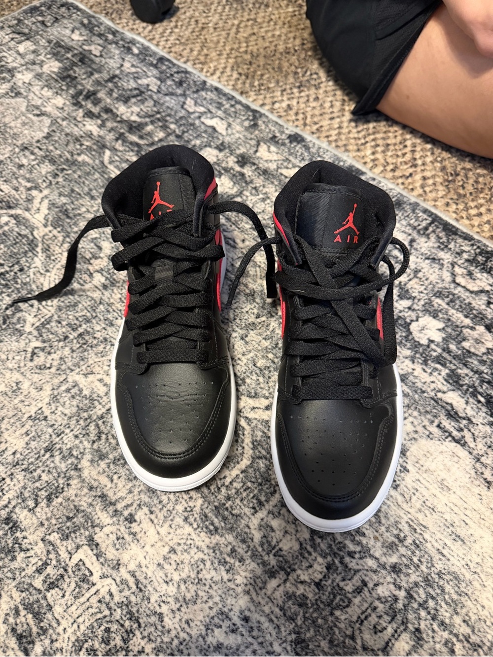 Jordan Black and Red High-Top Sneakers